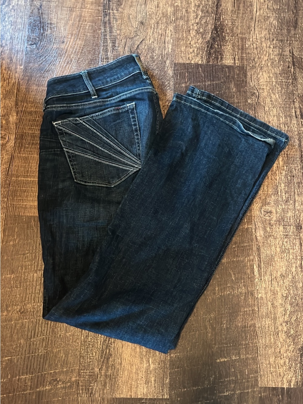 Ariat Dark Blue Denim Jeans with Light Blue Waistband 34L
